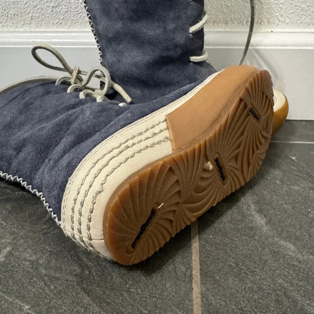 Patagonia Snow Boots Kids Sz 10 Heritage Blue Suede Lace Up Winter Outdoors Rare